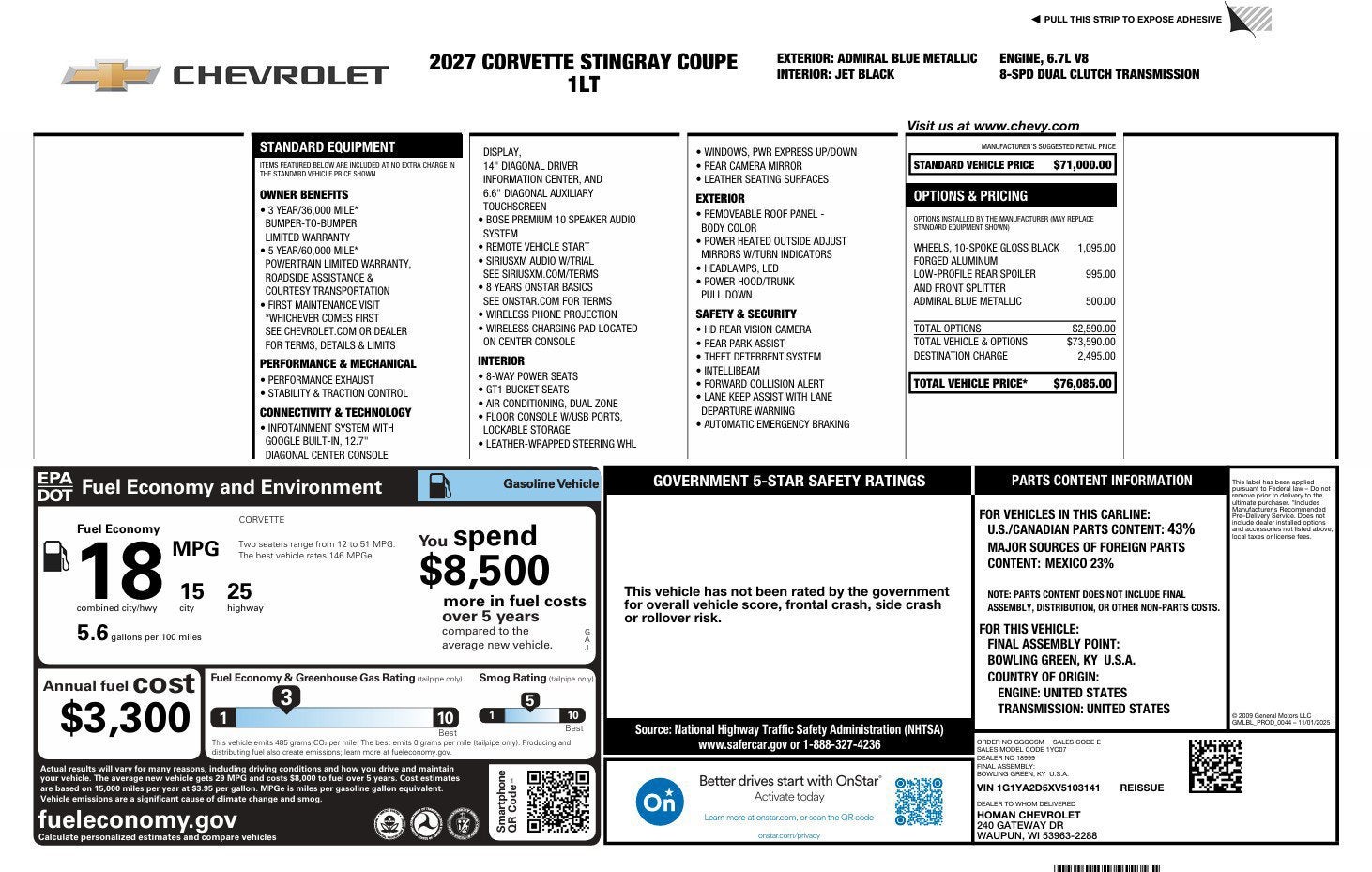 2027 Chevrolet Corvette Stingray 1LT