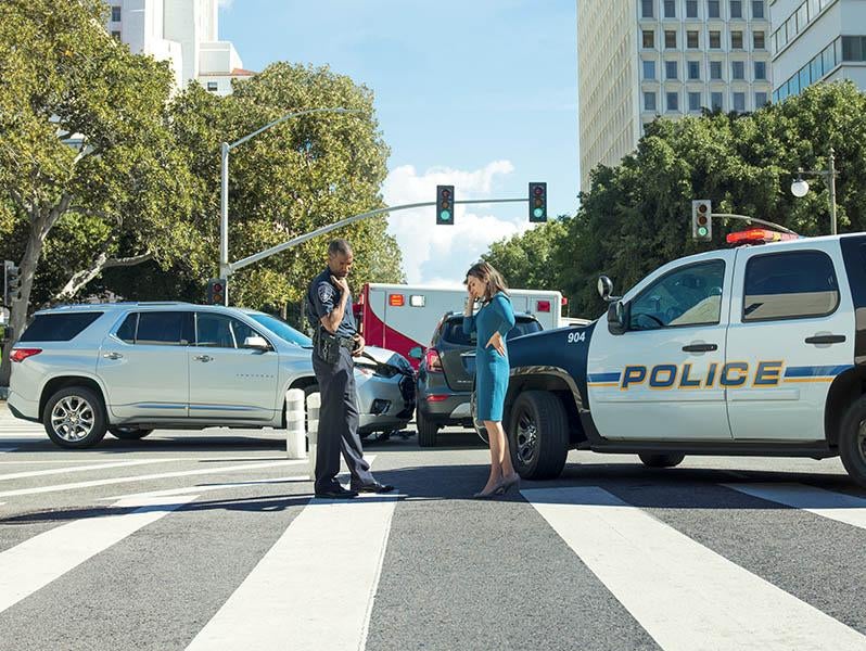 Police assisting after an accident